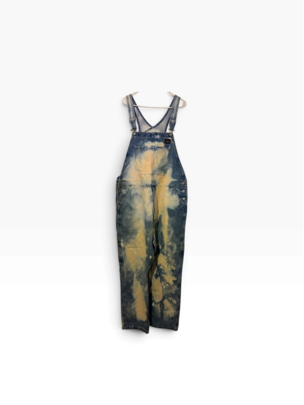 Menโs Levi's Acid Wash Denim Overalls Blue Yellow Size XL